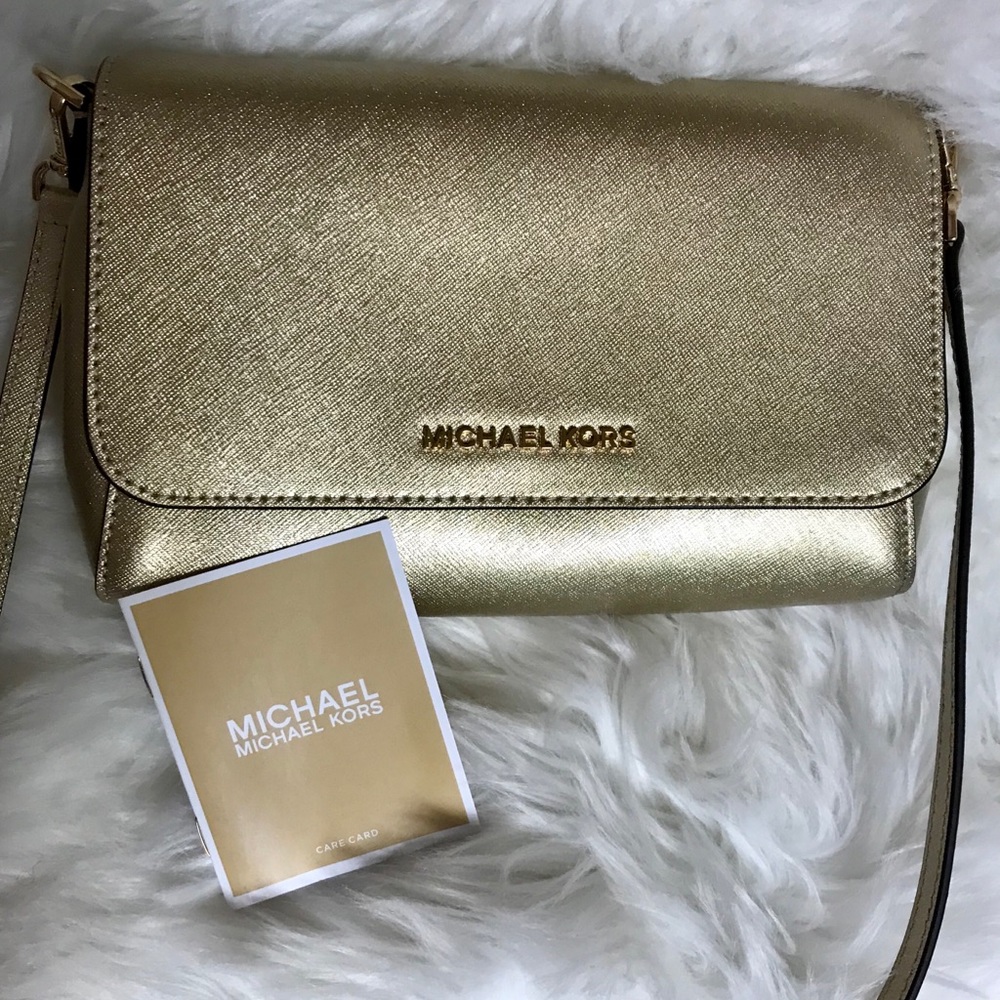 Michael Kors Jet Set Pouchette bag pale gold NWT
